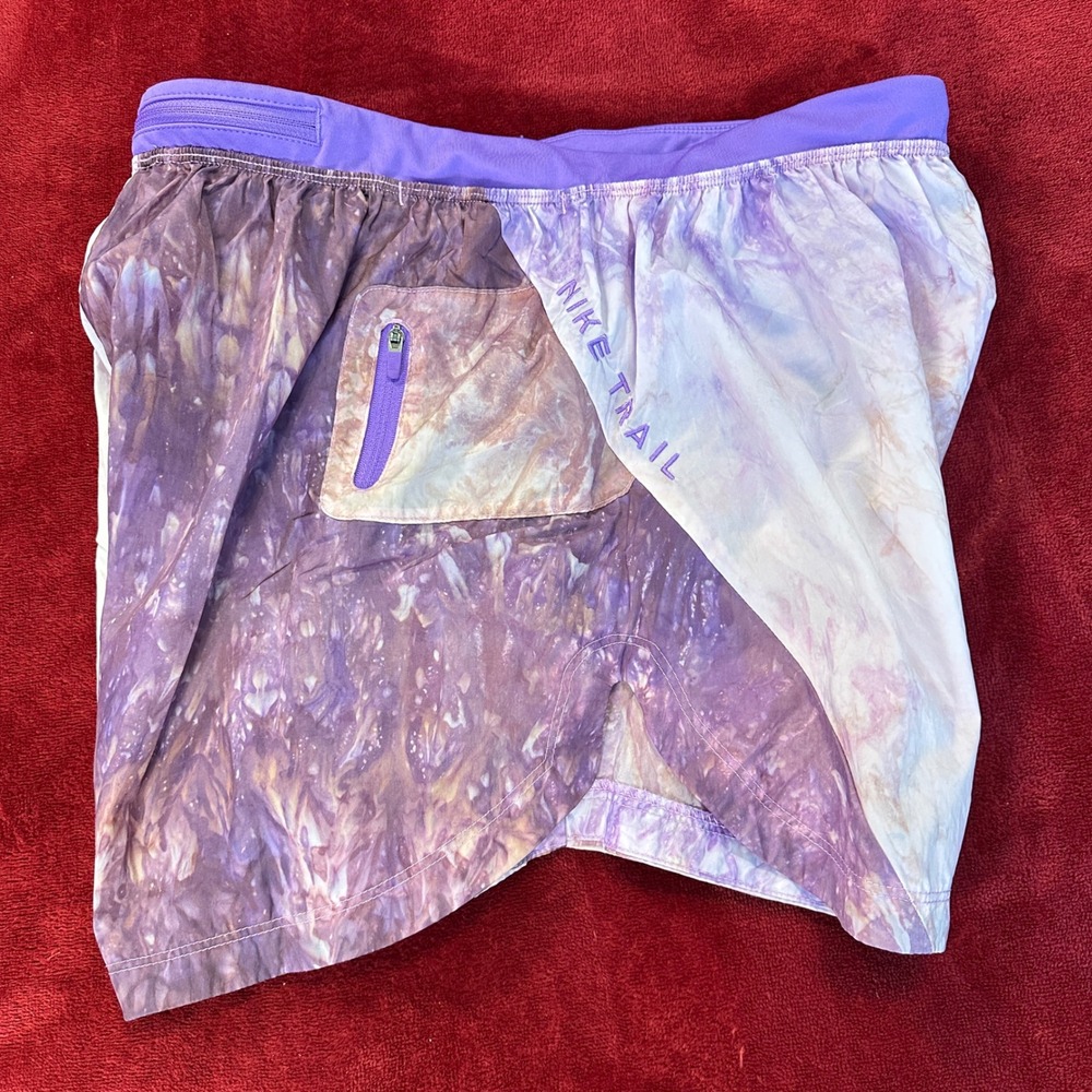 Nike Trail Running Shorts Womens Medium Purple Tie Dye Marble DX1021-756
